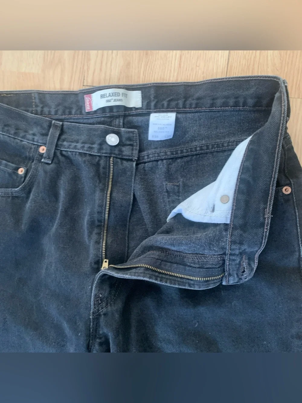 VTG Levi’s 550 Relaxed Fit 100% Cotton Black Row Hem Y2K 90s 36x30 Hipster